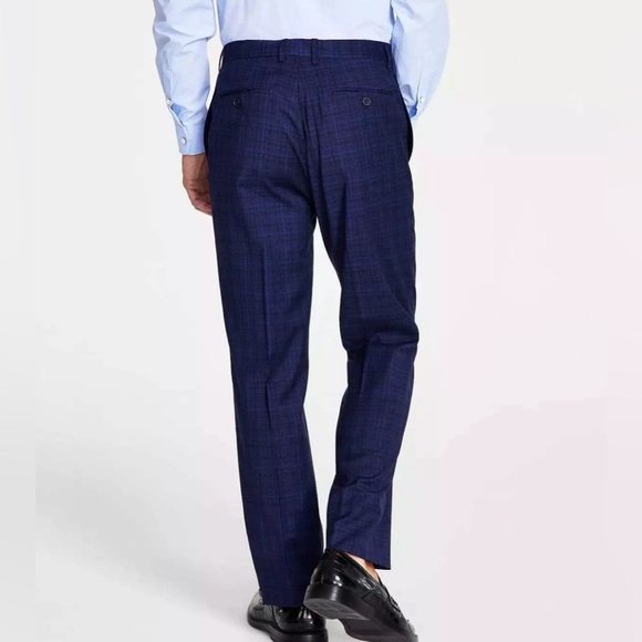 Calvin Klein Men's Slim-Fit Stretch Dress Pants Blue/Black Plaid 38x32 New Tags - Picture 5 of 9